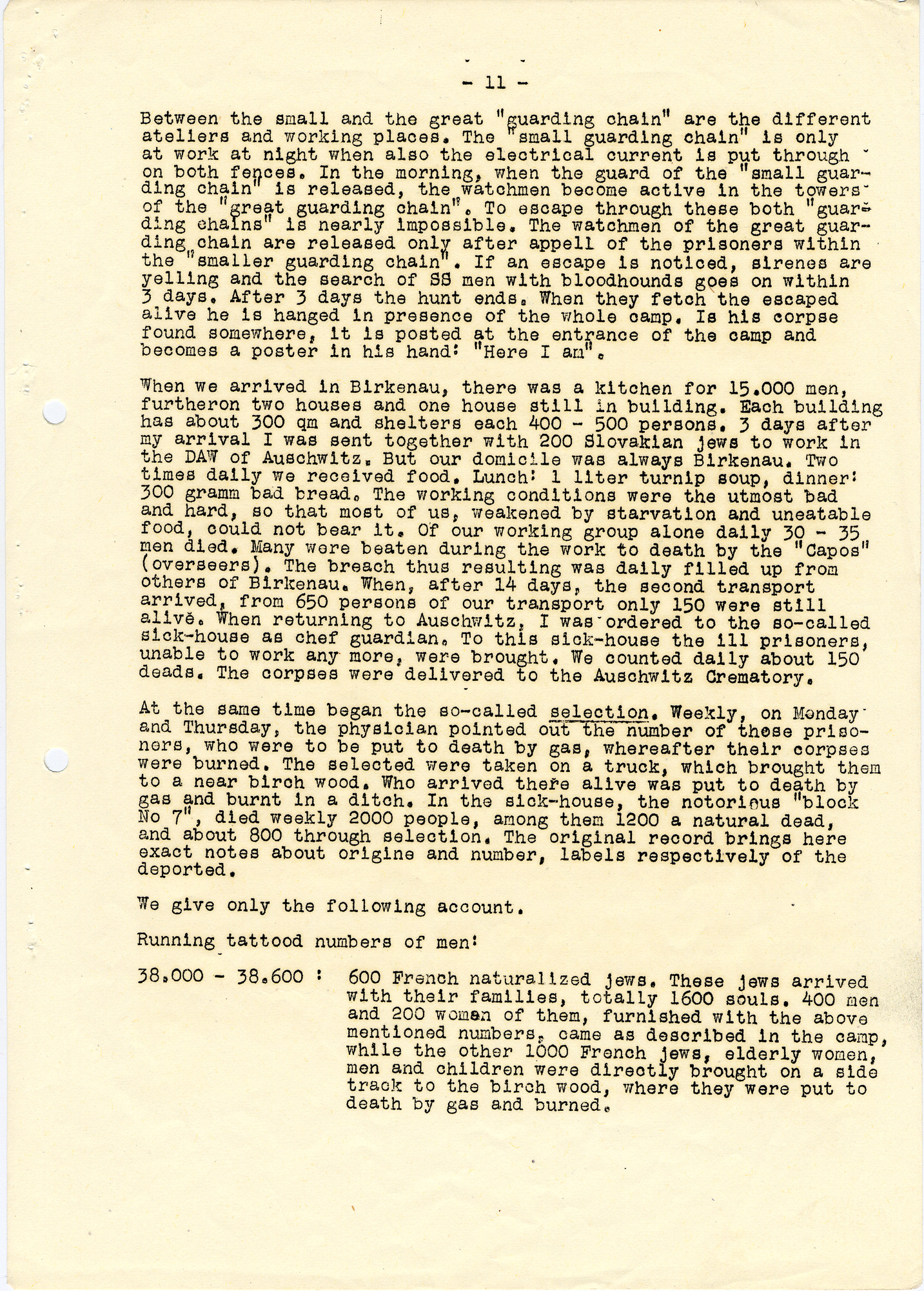 Abridged version of the Auschwitz Protocol sent .by Miklos Kraus in