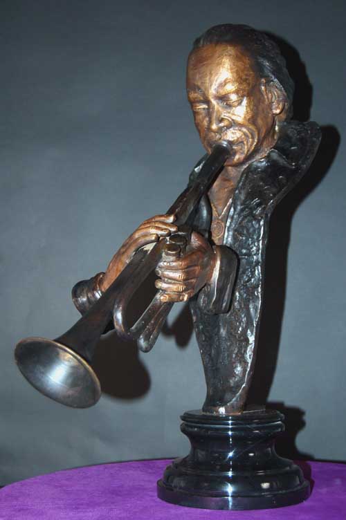 Miles Davis Bronze Bust Jazz Trumpeter Statue Sculpture