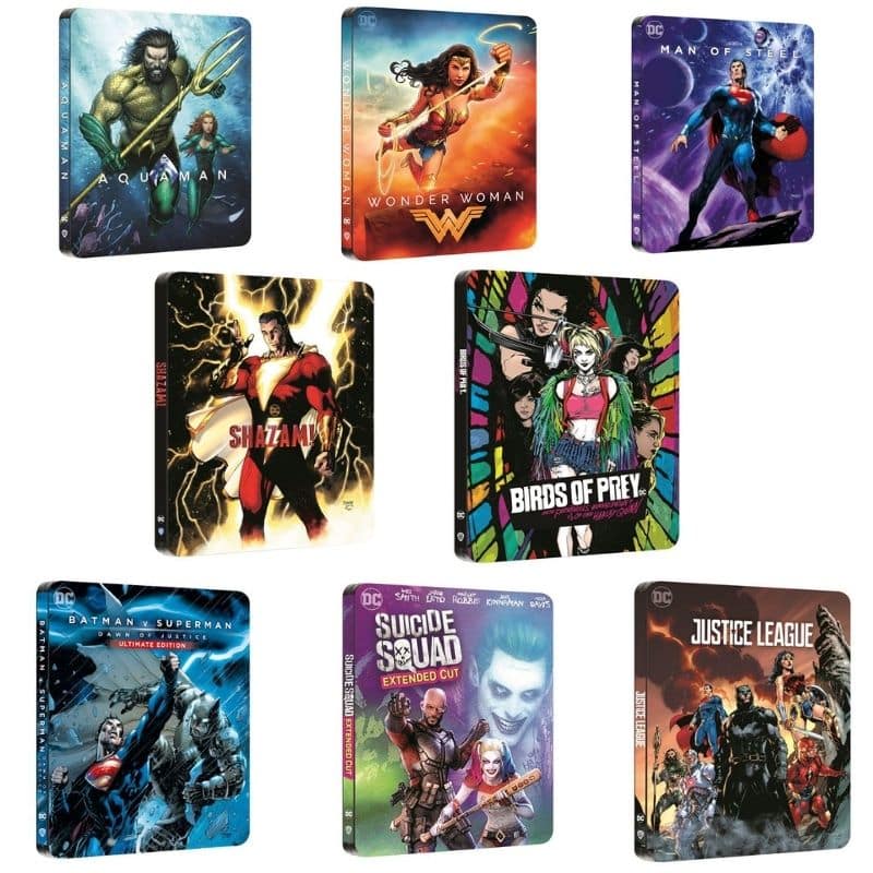 8 DC Filme jeweils im 4K Steelbook mit Illustrated Artwork (Frankreich)