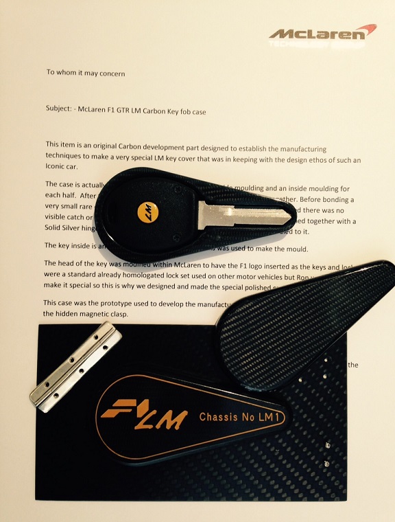 Collector Studio Fine Automotive Memorabilia 1996 McLaren F1 LM key fob cover with key