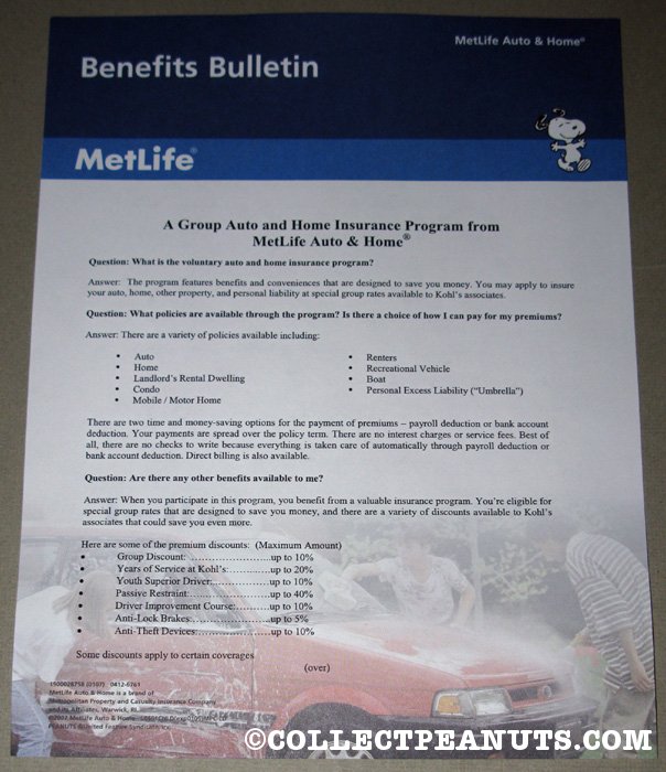 Peanuts Metlife Promos