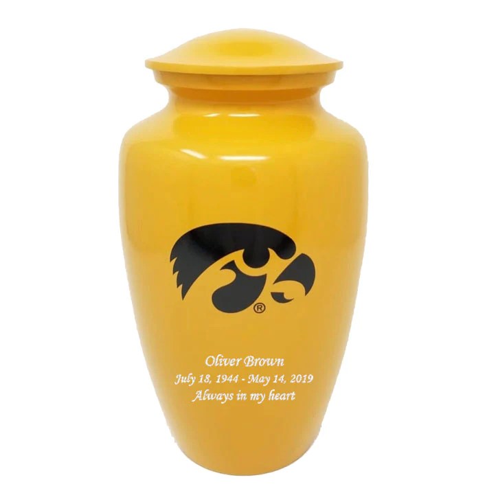 University of Iowa Hawkeyes Yellow Memorial Cremation Urn IUIOWA100
