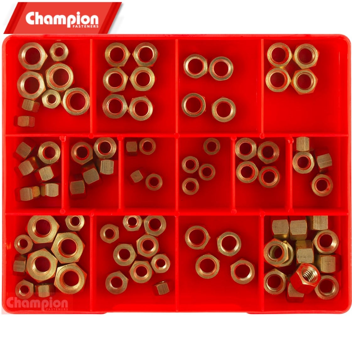CA95 Champion Fasteners Brass Manifold Nuts Assortment Kit 17 Sizes / 83 Piece Collins Tools