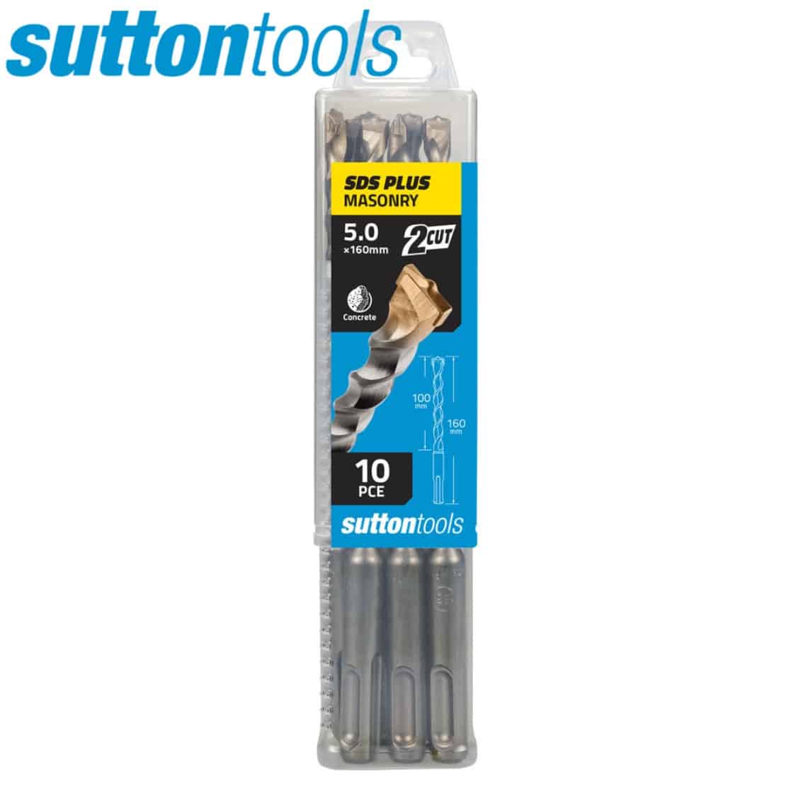 D681 Sutton Masonry SDS Plus 2 Cut Drills Professional 160mm Bulk 10 Pk