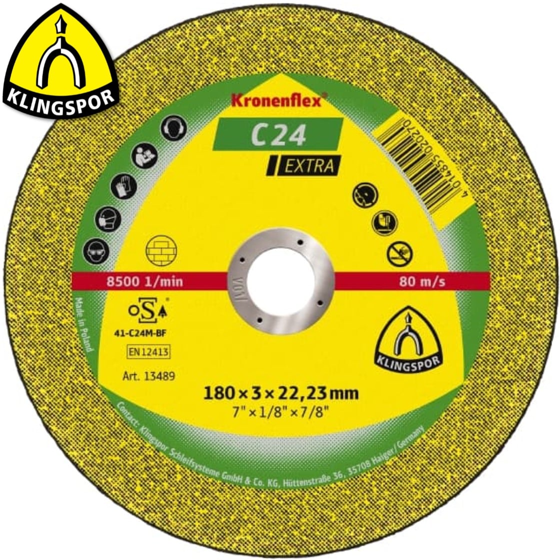 188999 Klingspor Kronenflex Cut Off Wheels C 24 Extra for Stone
