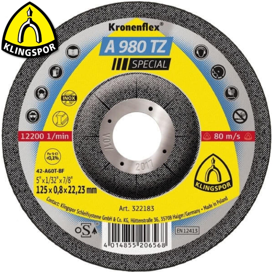 322183 Klingspor Thin Cut Off Disc Inox A 980 TZ Special / Pk 25
