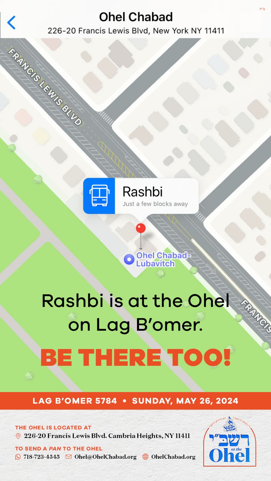 Lag B'omer Buses to the Ohel Every Half Hour