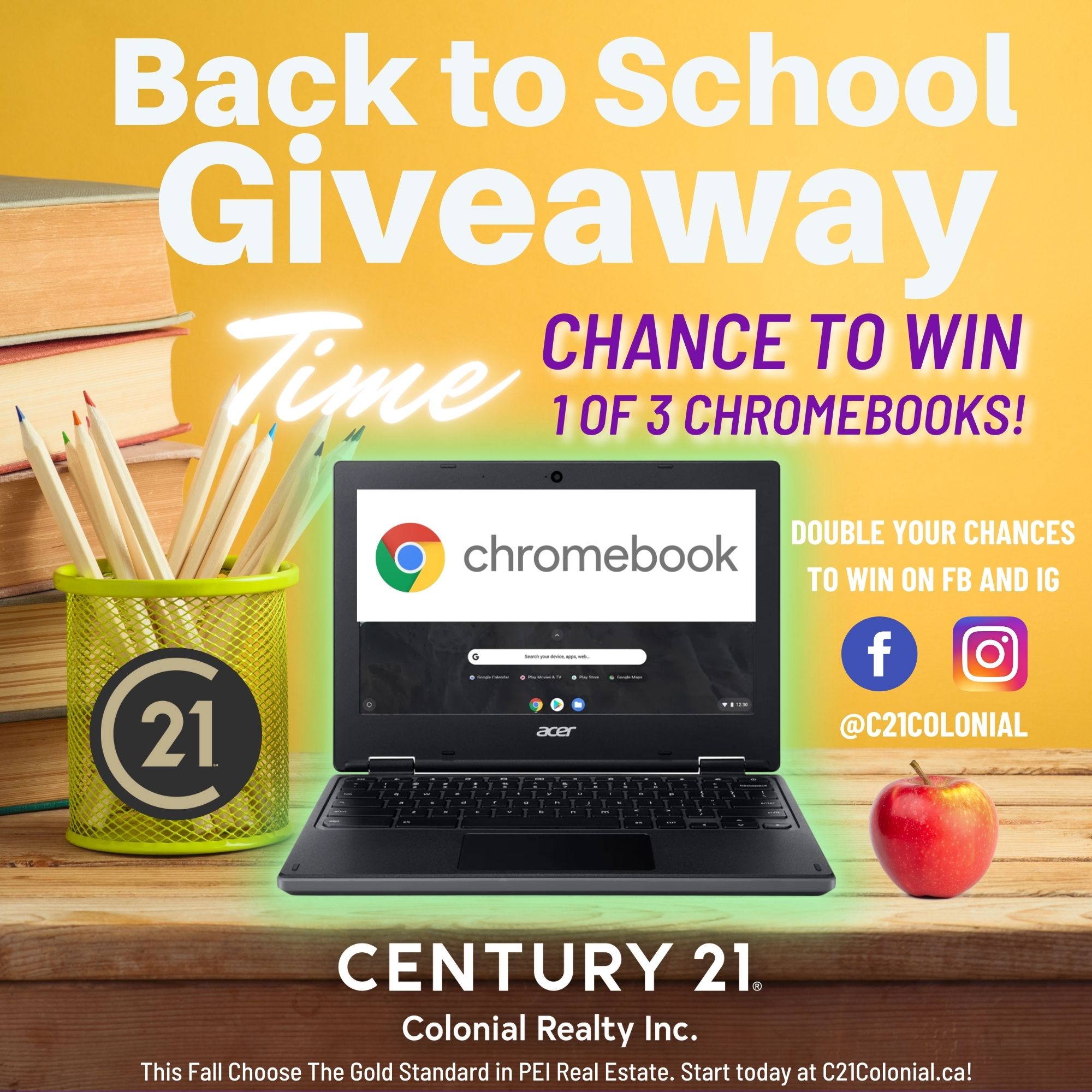 Back To School Promotion 2021! Chance to win 1 of 3 Chromebooks