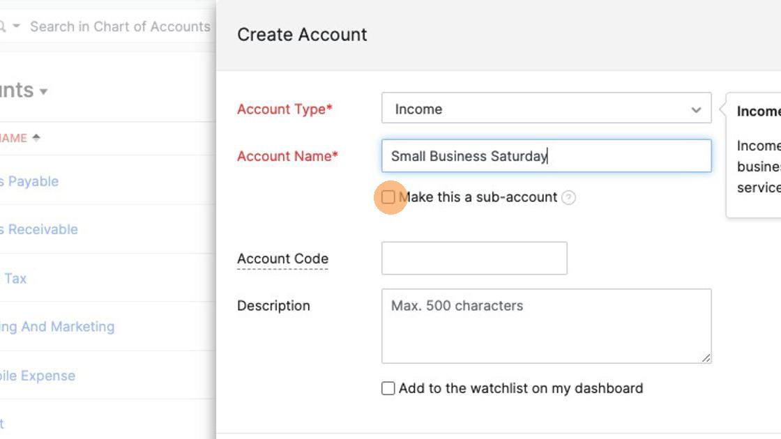 Creating A Sub Account In Zoho Books