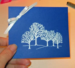 Photo of the front of the card with the finished Faux Bow.