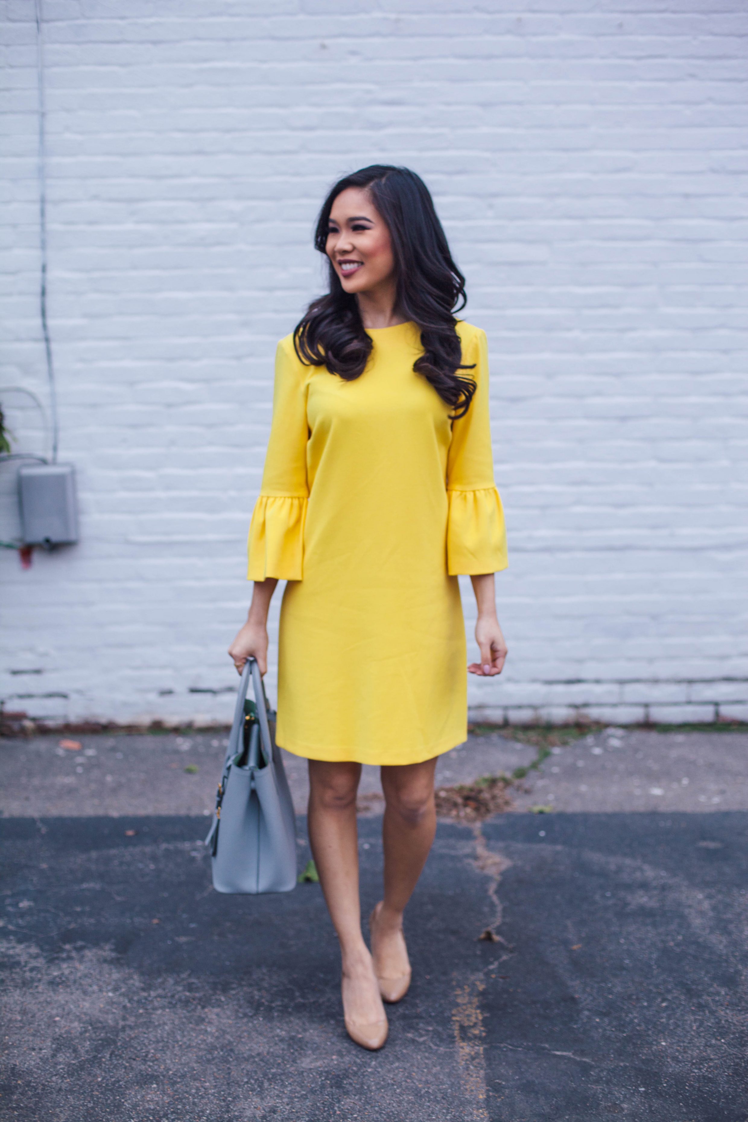 Color of Joy Bright Yellow Frill Sleeve Dress Color & Chic