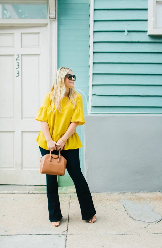 Mustard Ruffled Blouse Color By K