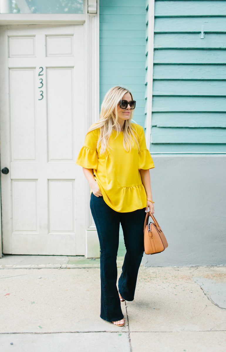 Mustard Ruffled Blouse Color By K