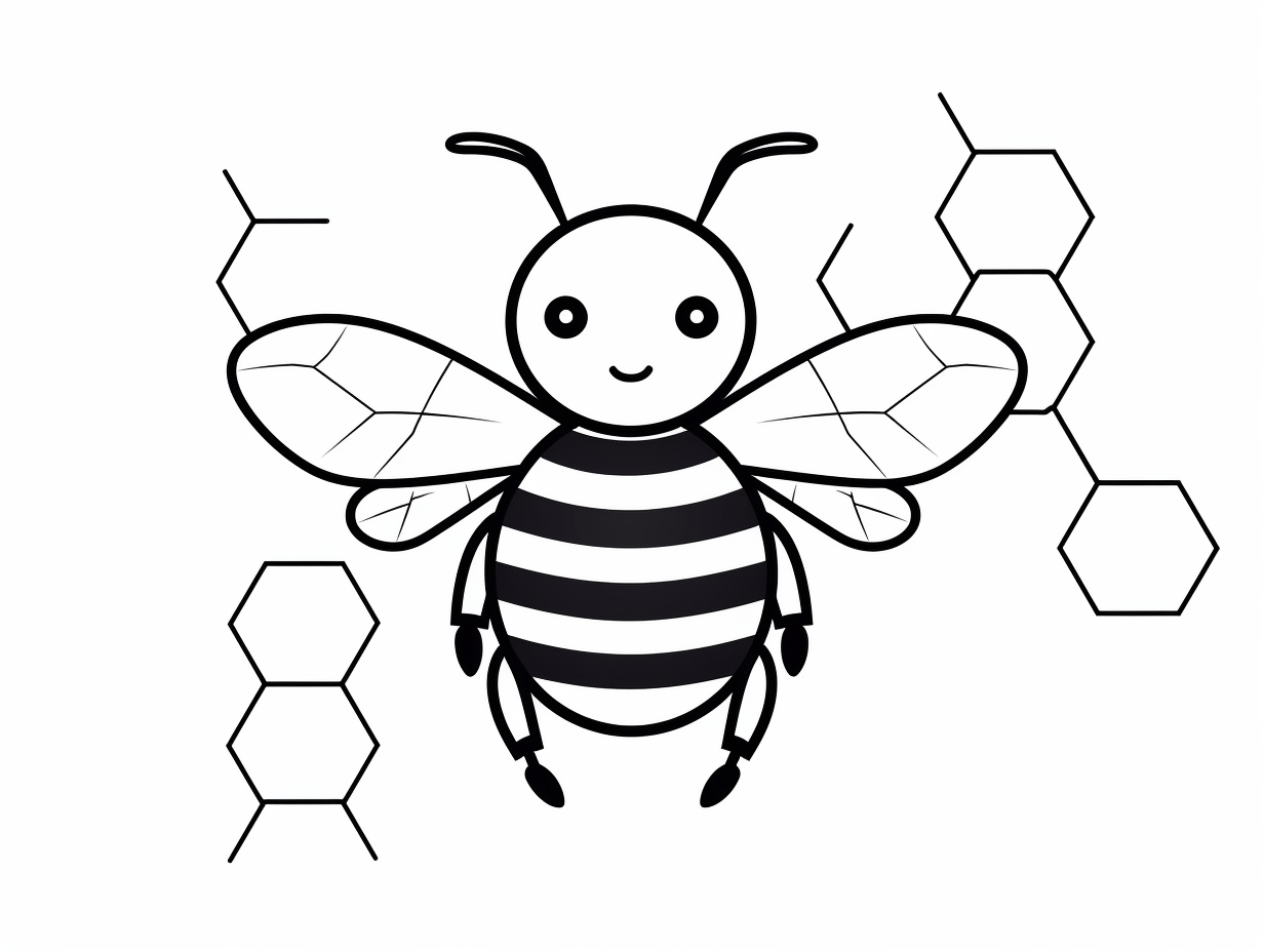 Happy Buzzing Bee Coloring Coloring Page