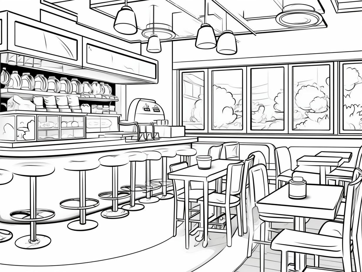 Restaurant For Coloring Coloring Pages