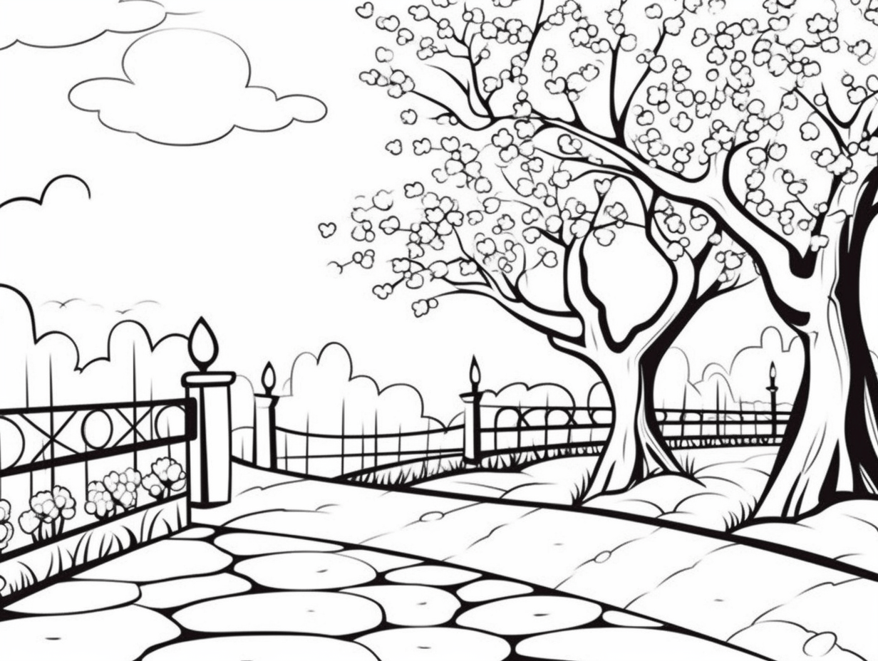 Simple Spring Coloring For Children Coloring Page