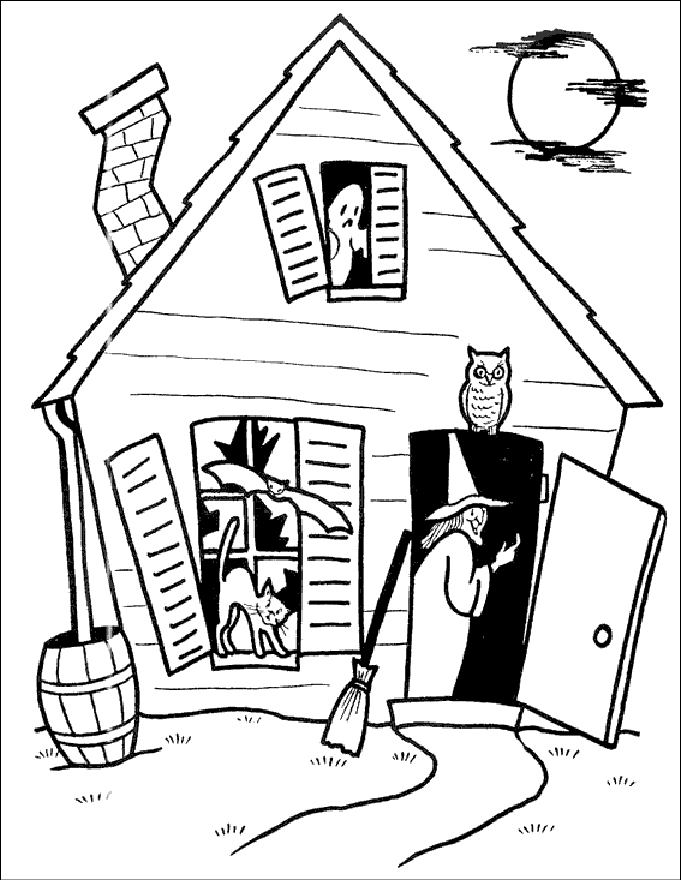 Dibujos de casa encantada para colorear en Halloween Dibujos de casa encantada para colorear en Halloween
