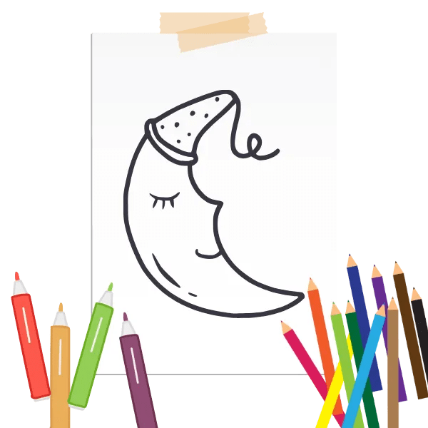 32 Easy Moon Coloring Pages Free Printable Colorfulfor