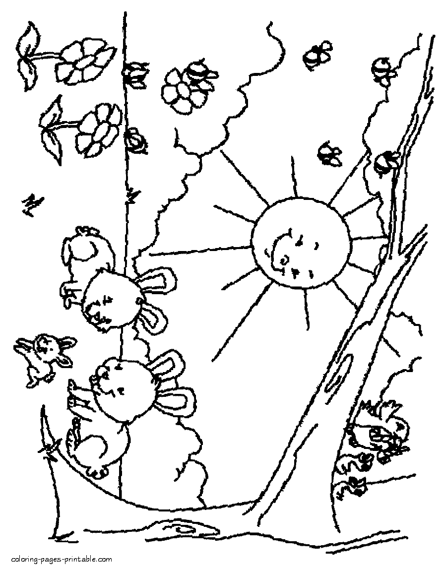 Coloring page of spring nature