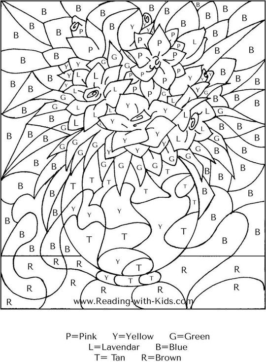 Floral Design Color By Number Coloring Pages For Adults