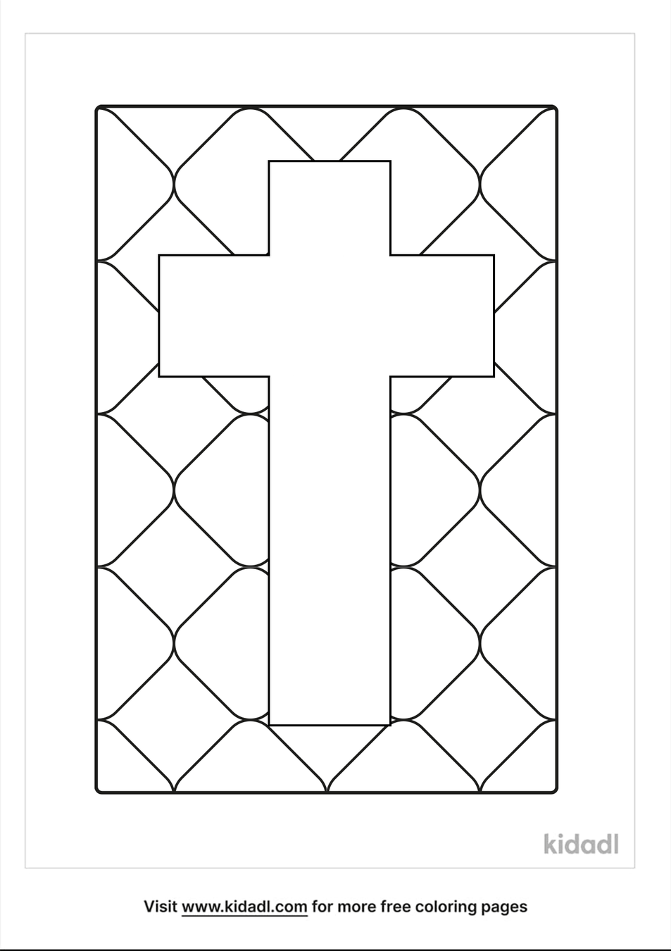 Printable Stained Glass Cross Coloring Pages