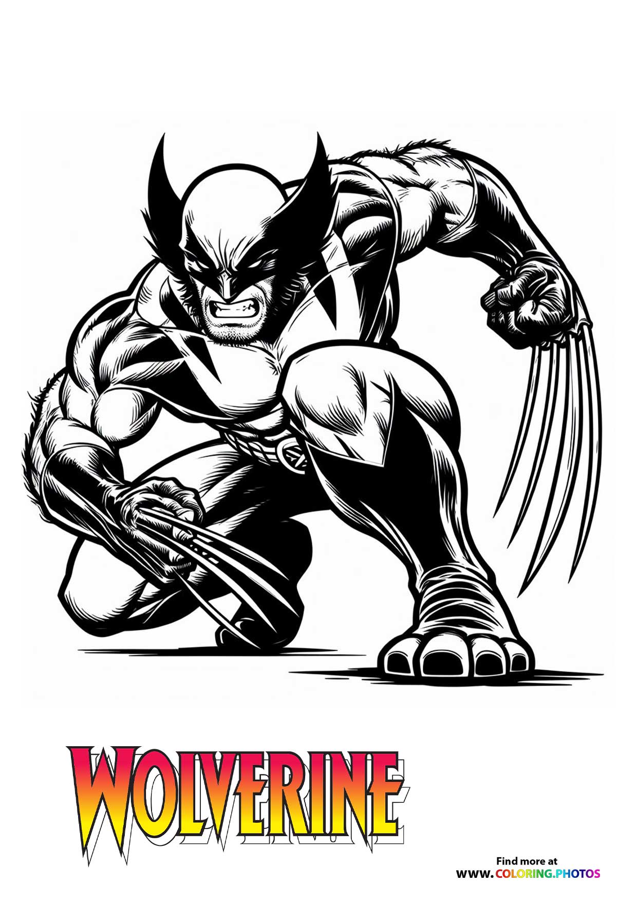 Mean Wolverine attacking Coloring Pages for kids