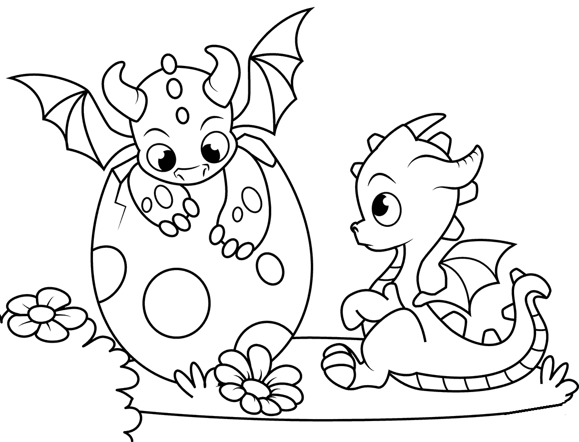 Baby Dragon Hatching Coloring Page Printable Coloring Pages
