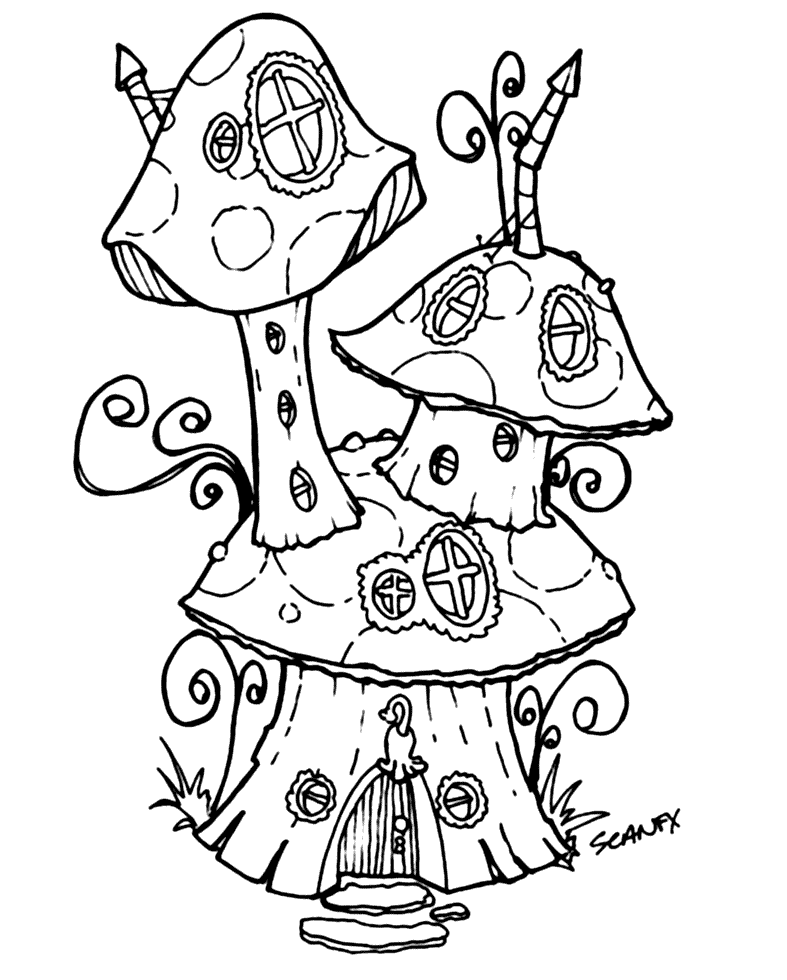 Mushroom House Coloring Pages Printable Coloring Pages