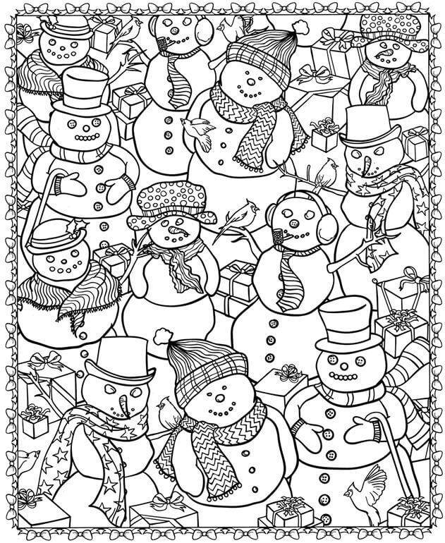 Snowman Coloring Pages For Adults Printable Coloring Pages