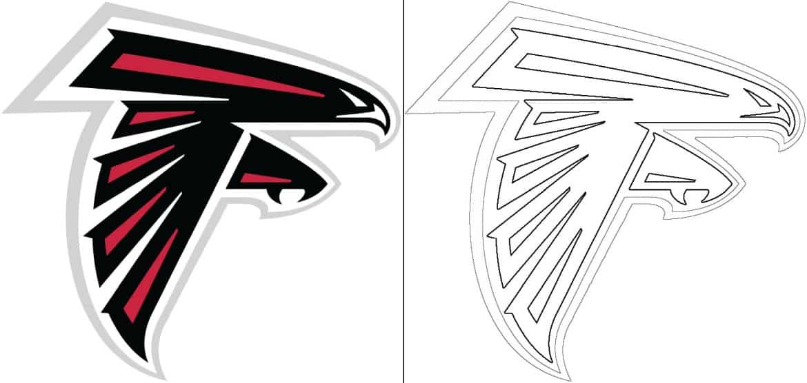 Atlanta Falcons logo with a sample coloring page Free coloring pages