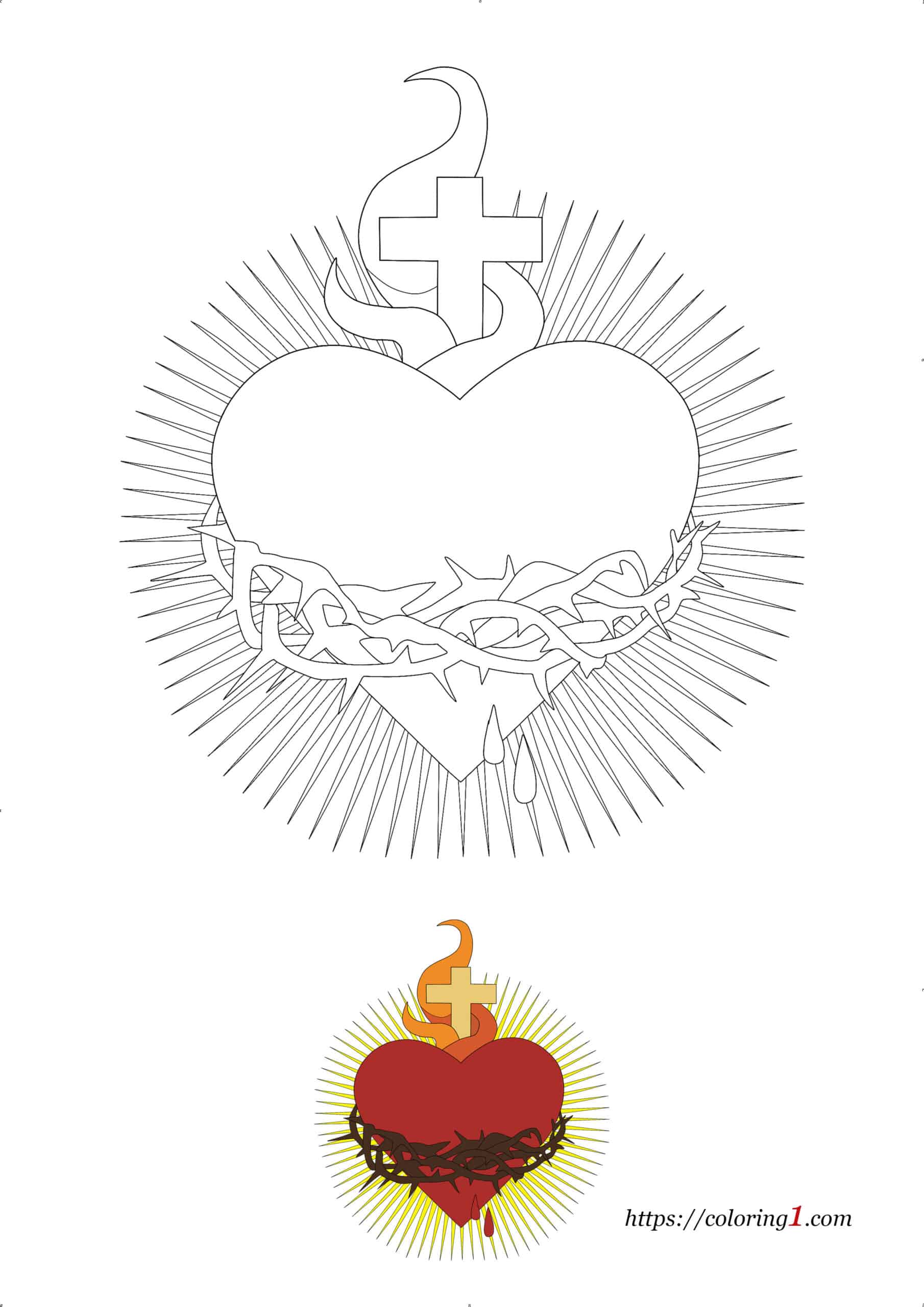 Sacred Heart Coloring Pages - 2 Free Coloring Sheets (2021)