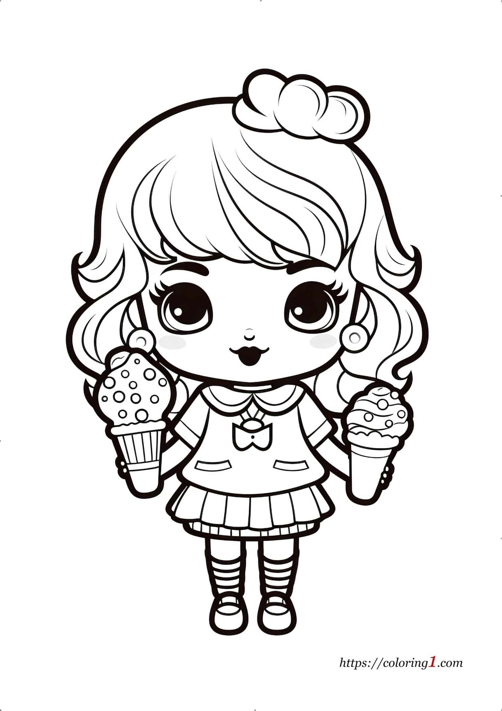 Girl With Two Ice Creams Coloring Page 2 Free Coloring Sheets (2024)