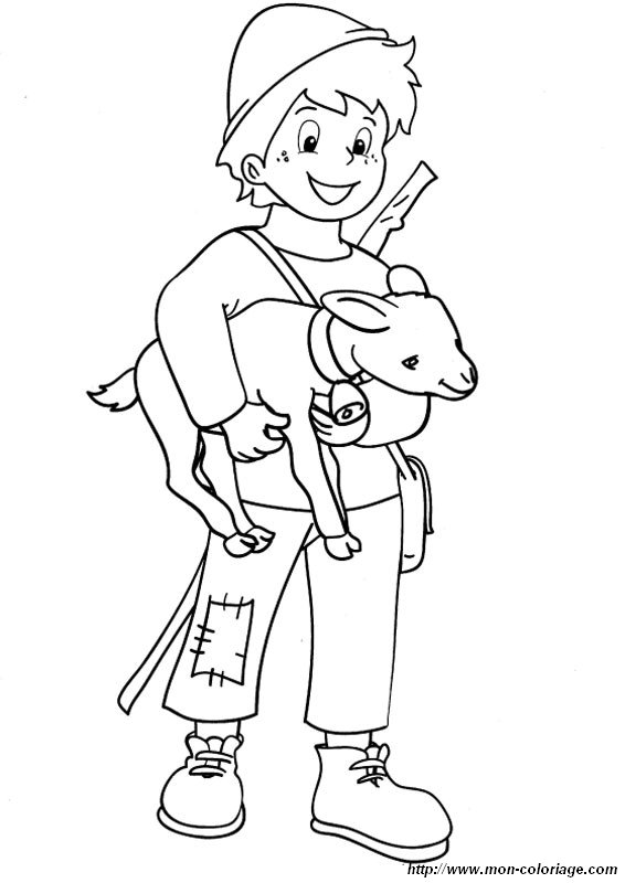 coloring Heidi, page peter the shepherd