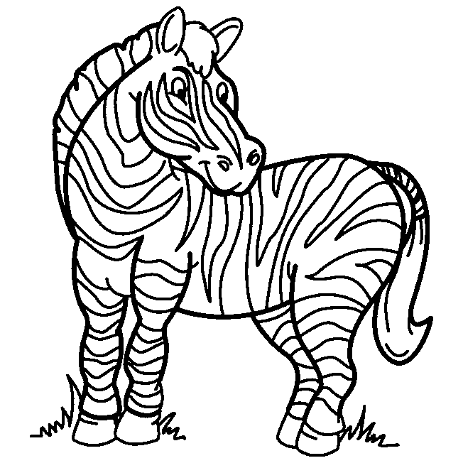 Zebra coloring page to download and coloring. Zebra Coloring Pages On Grass Coloring4free Coloring4free Com