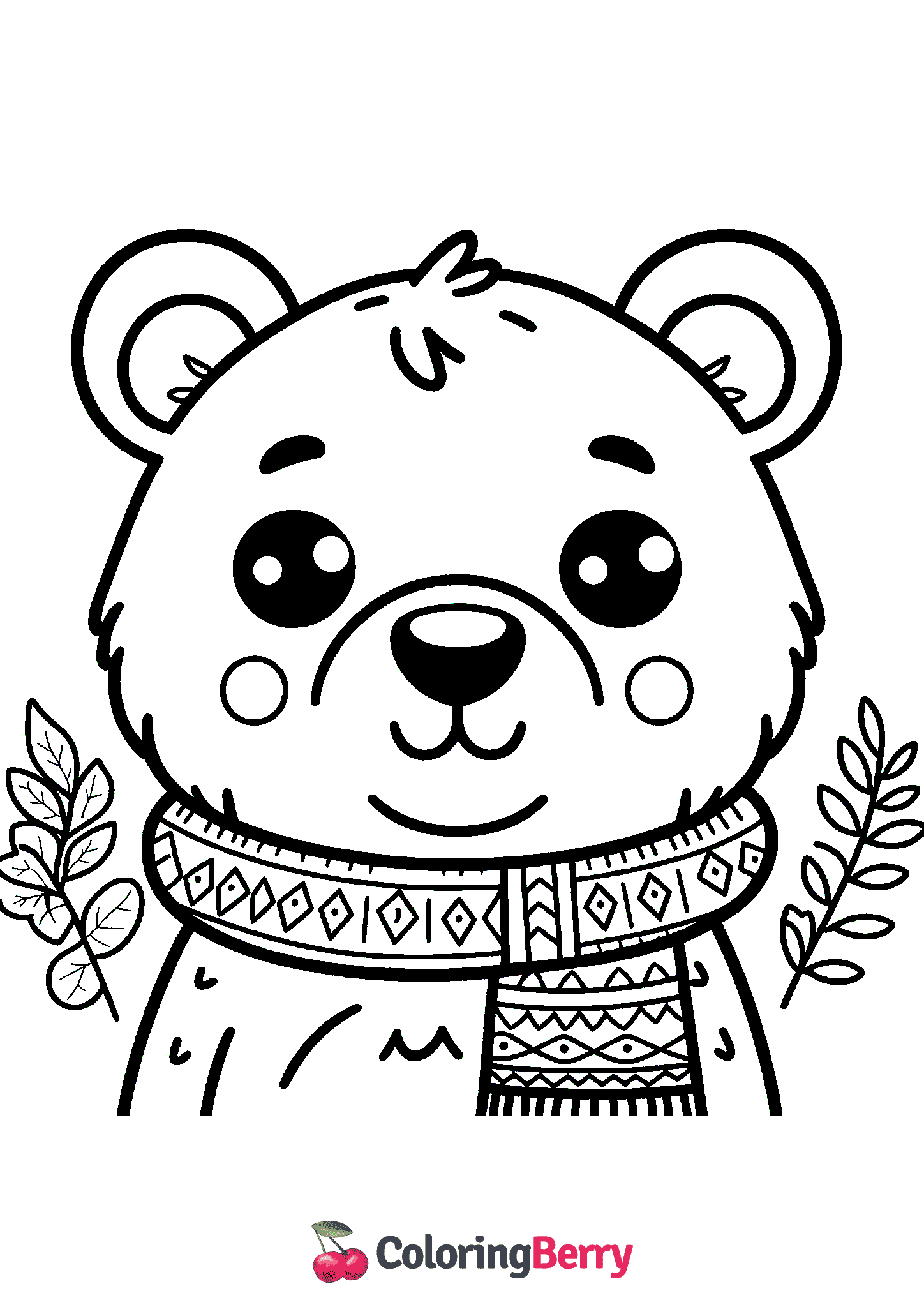 Bear Head Coloring Page (Free PDF Printable)