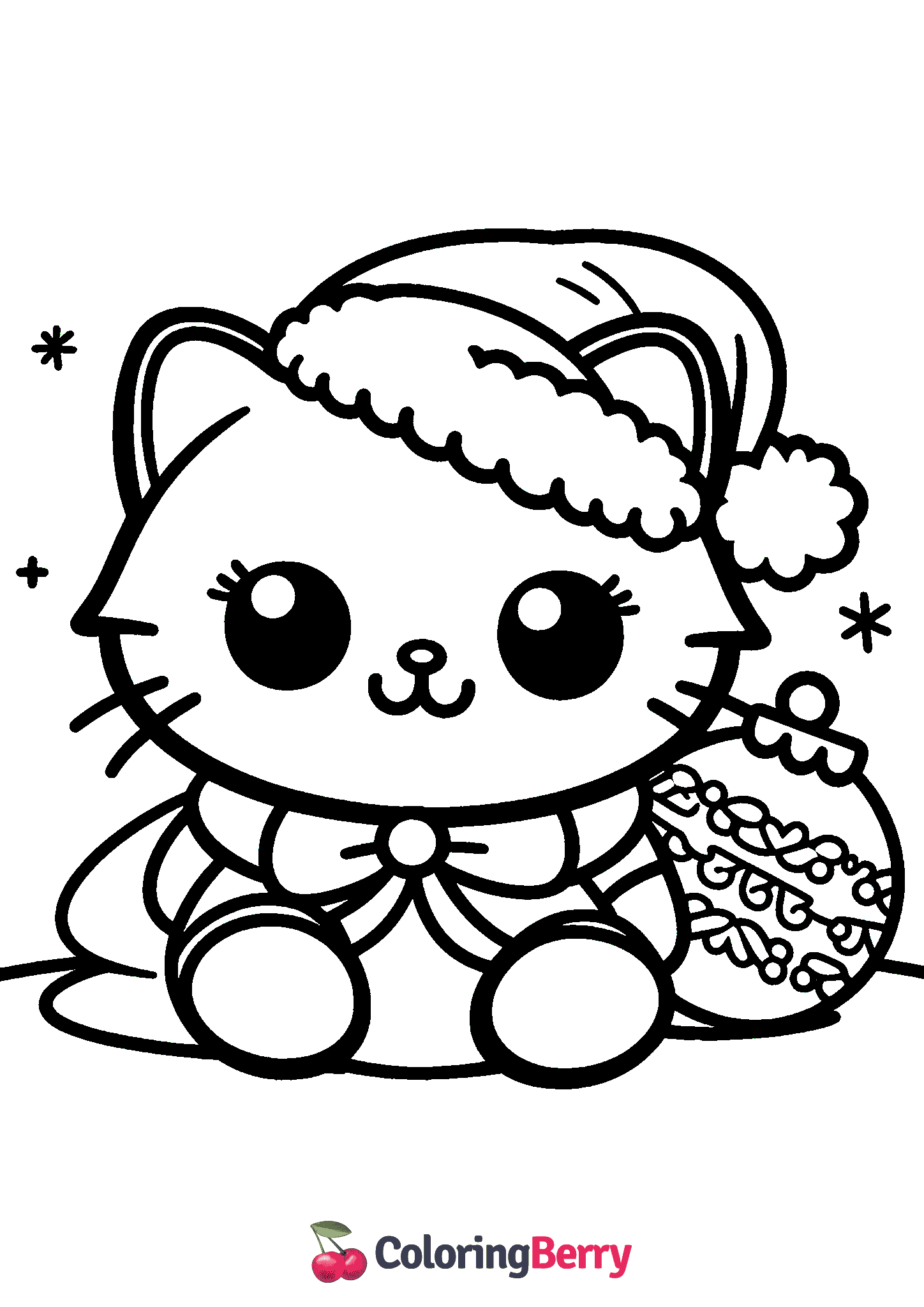 Christmas Kitty Coloring Page (Free PDF Printable)