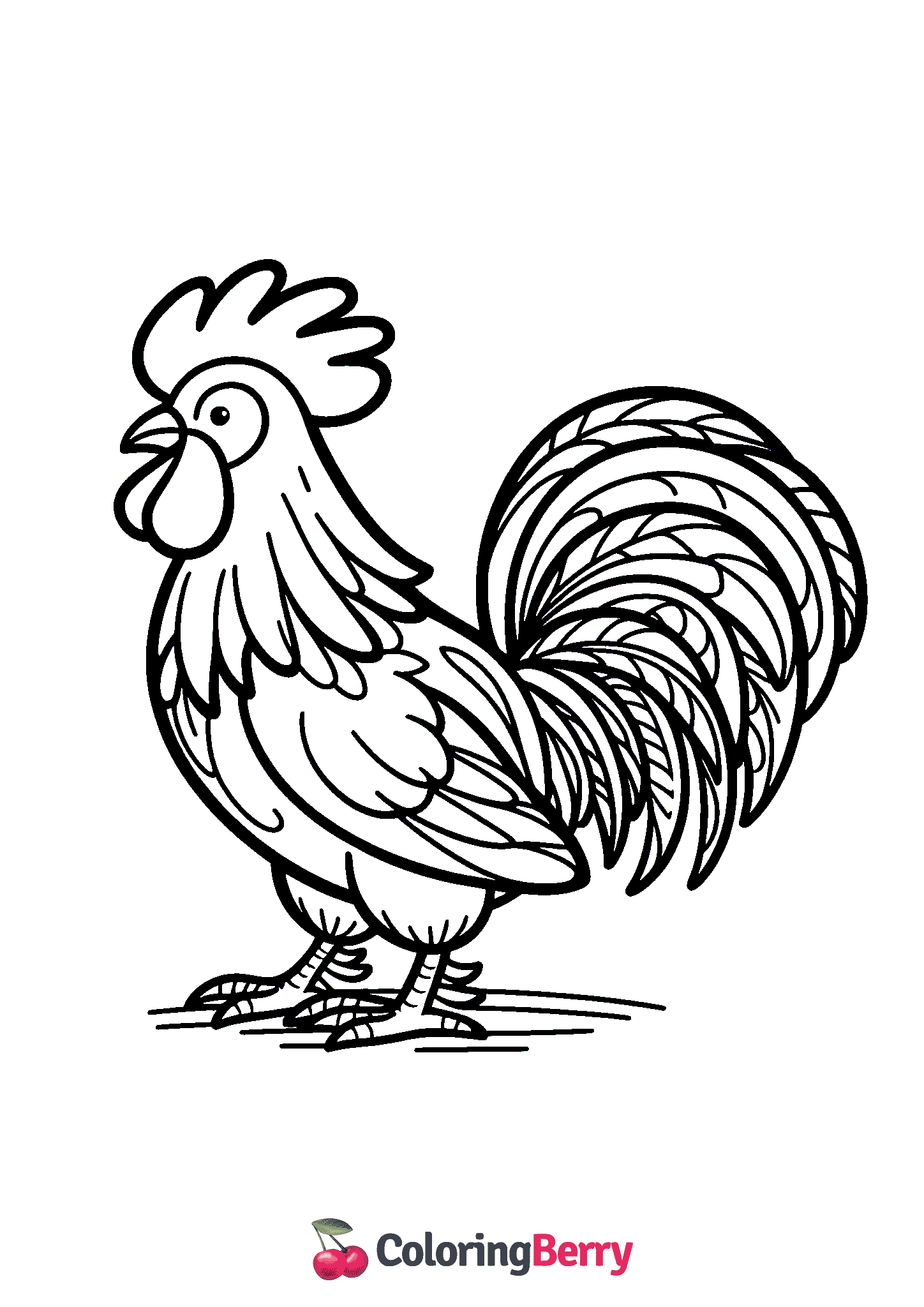 Simple Rooster Coloring Page (Free PDF Printable)