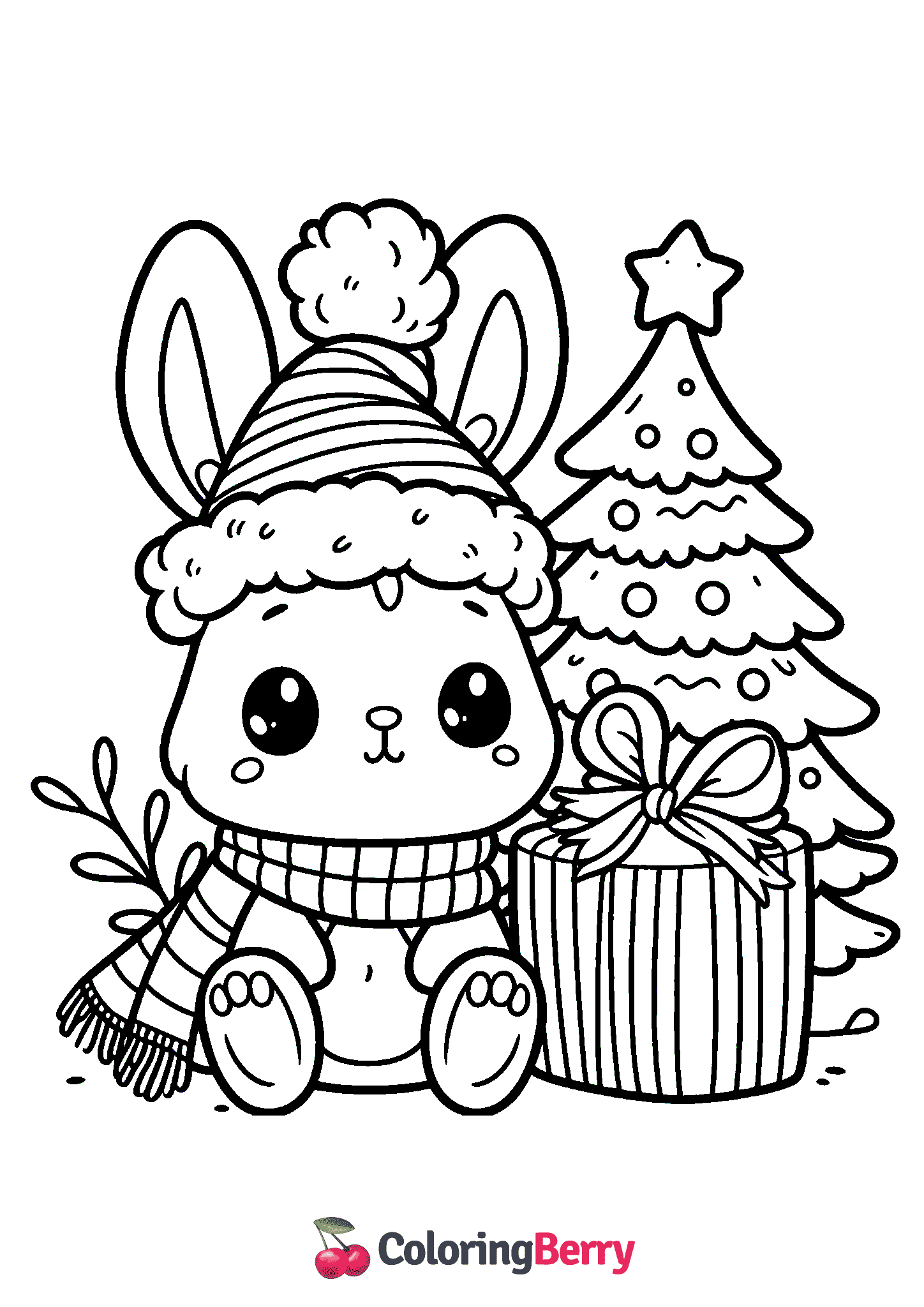 Winter Bunny Coloring Page (Free PDF Printable)