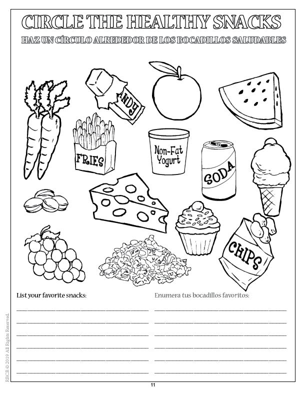 Healthy And Unhealthy Foods Coloring Pages