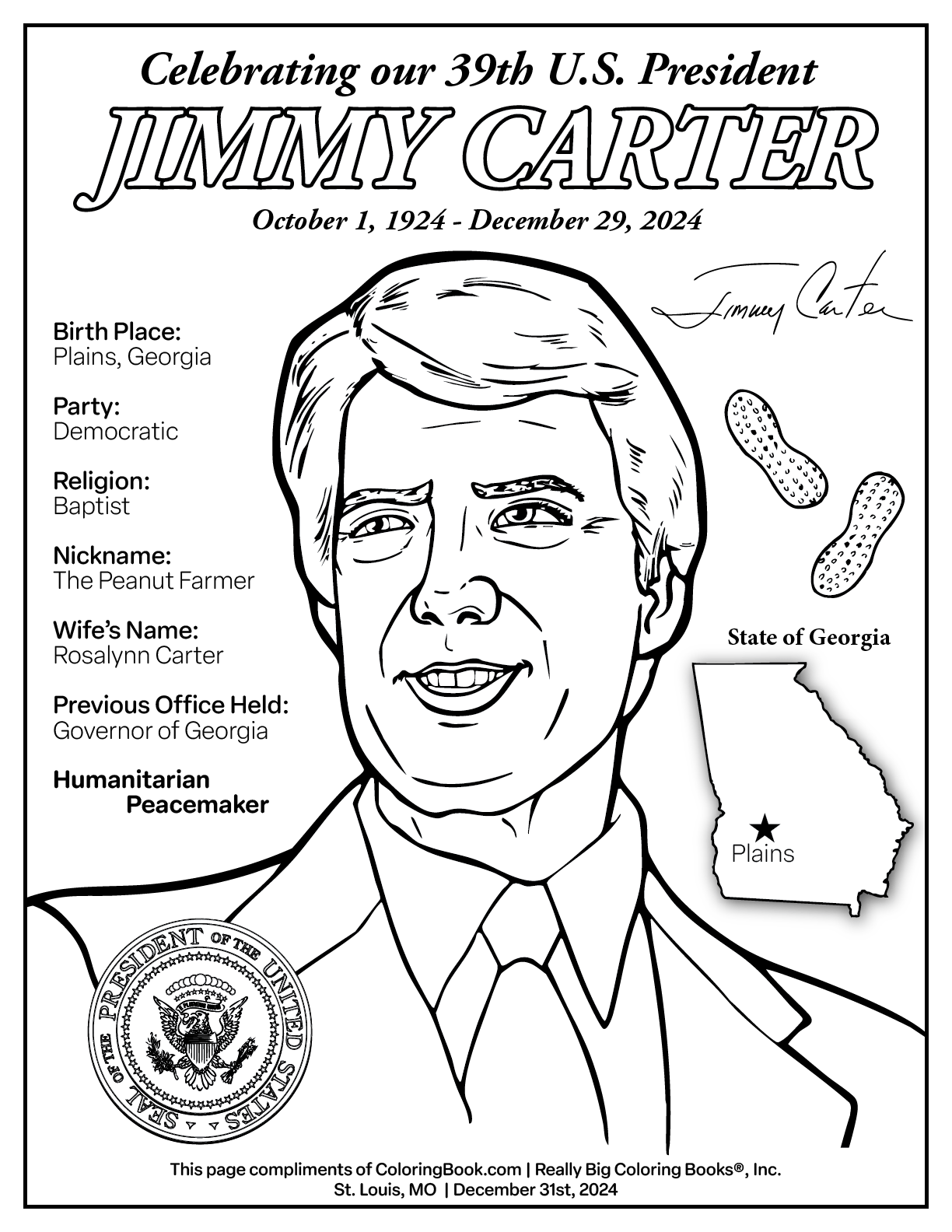 Jimmy Carter President Coloring Page Really Big
