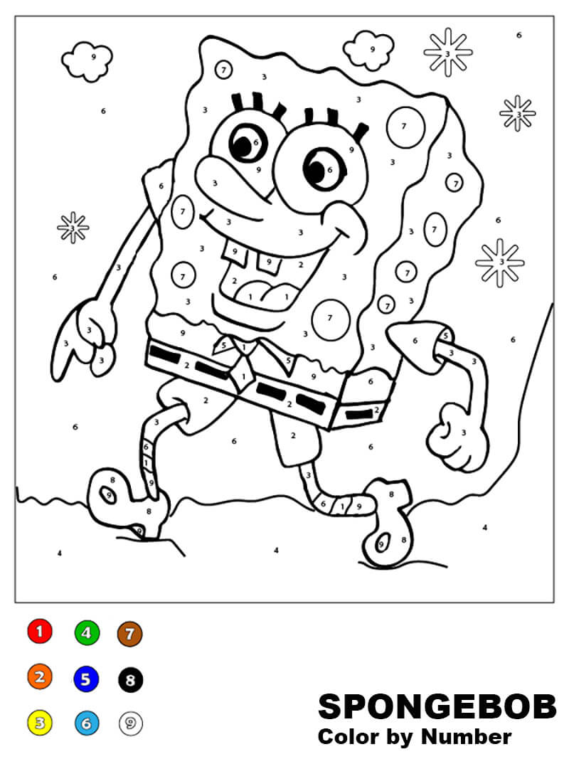 Funny SpongeBob Color by Number Download, Print Now!