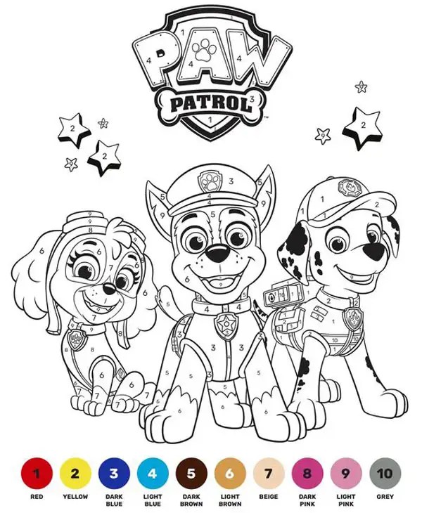 Paw Patrol Color by Number