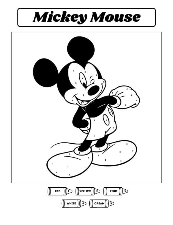 Fun Mickey Mouse Face Color By Number Download, Print Now!