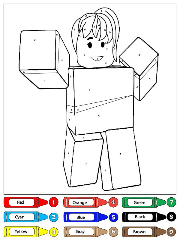 Fun Girl Roblox Color By Number Download, Print Now!