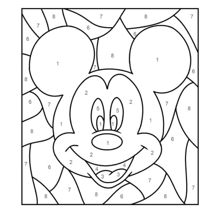 Fun Mickey Mouse Head Color By Number Download, Print Now!