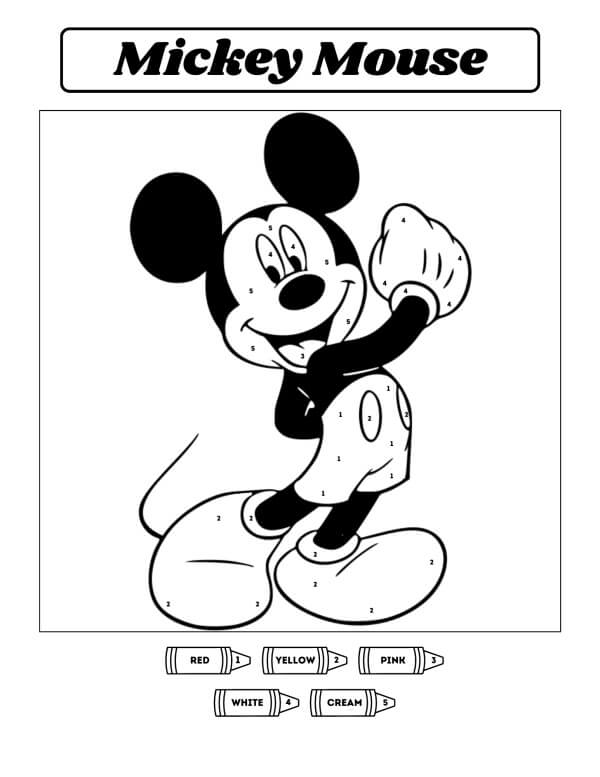 Great Mickey Mouse Color By Number Download, Print Now!