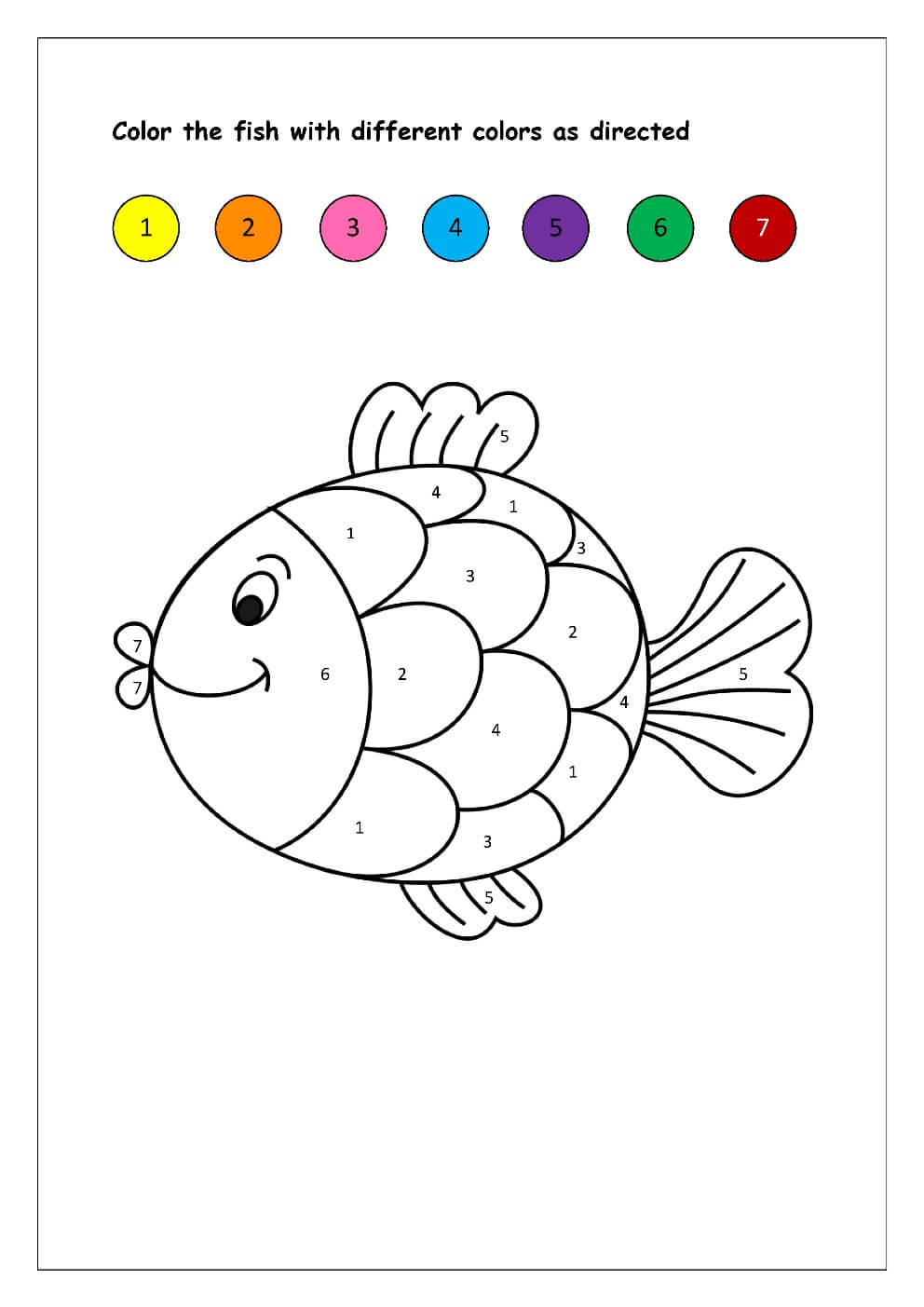 Happy Rainbow Fish Color By Number Download, Print Now!