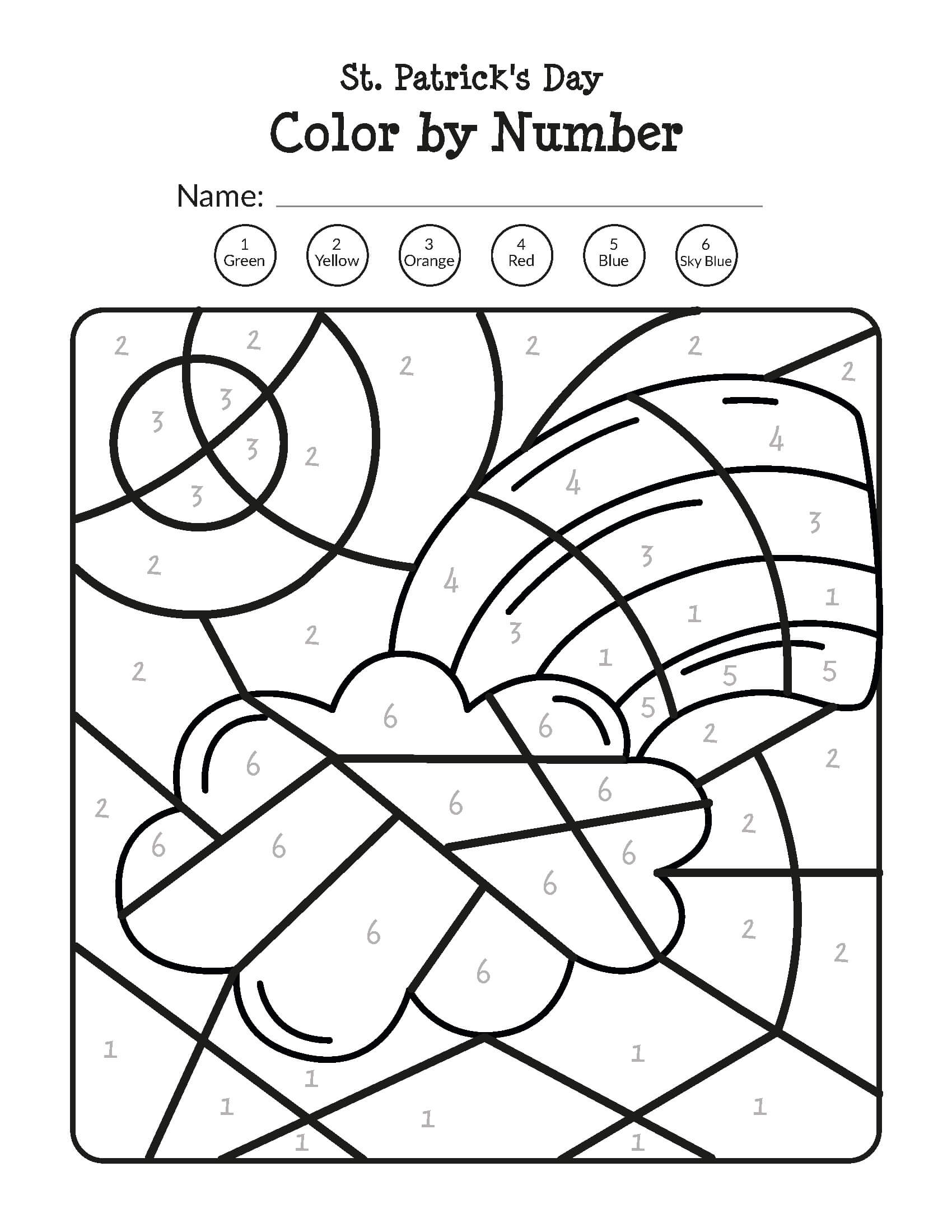 St. Patrick's Day Free Pictures Color by Number Download, Print Now!