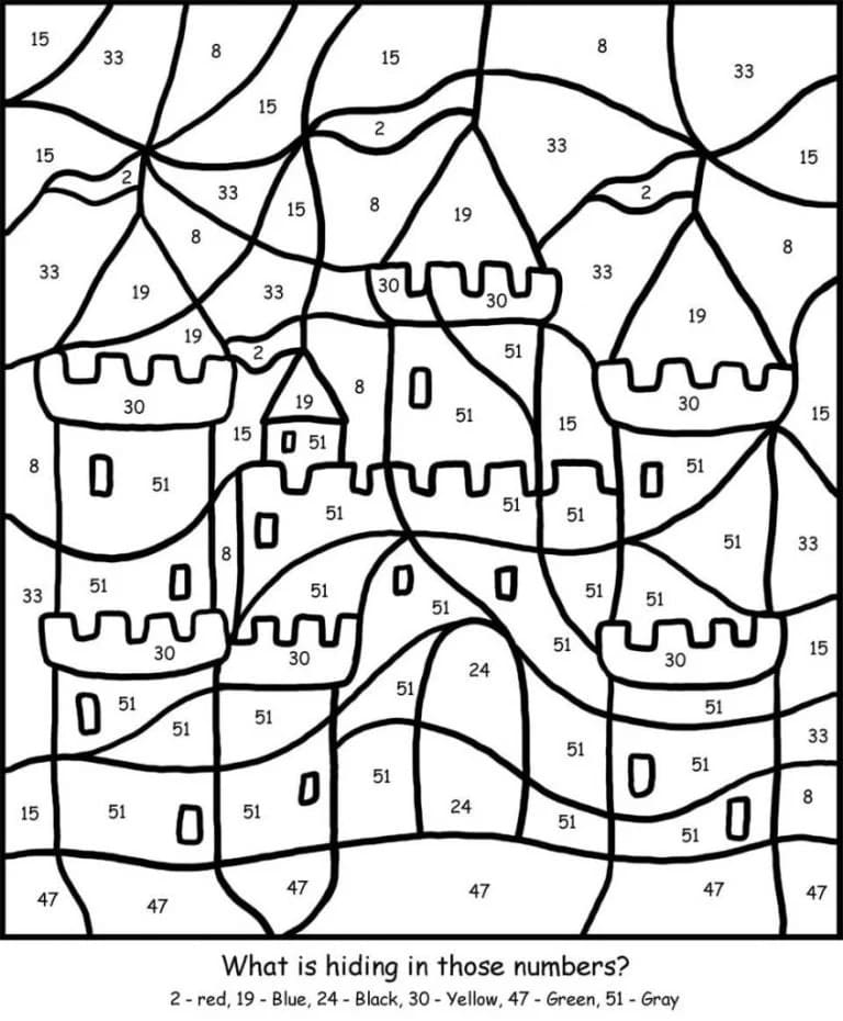 A Castle Color By Number Download, Print Now!