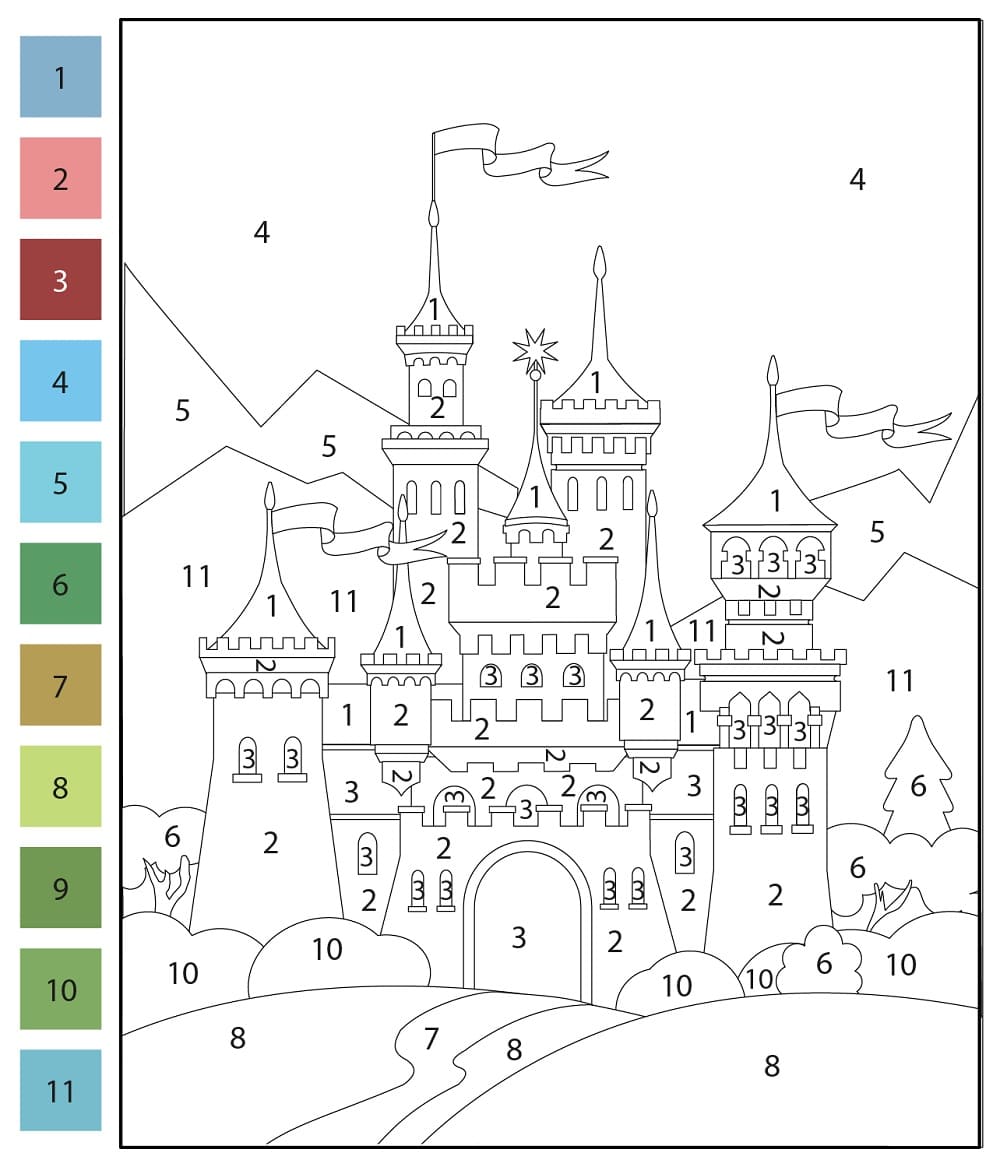 Amazing Castle Color By Number Download, Print Now!